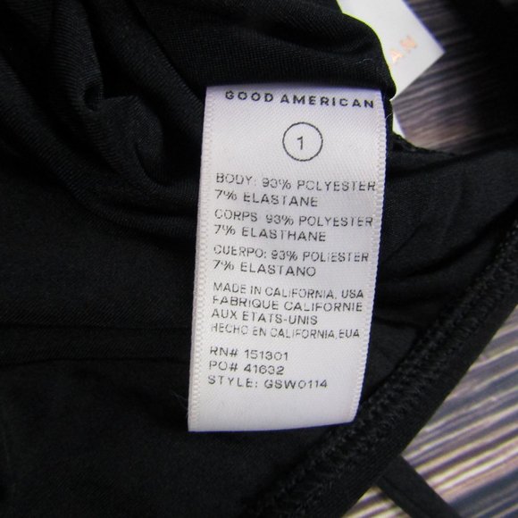 Good American NWT NEW Small Size 1 Black Shine One-Shoulder One-Piece Swimsuit - Picture 5 of 6